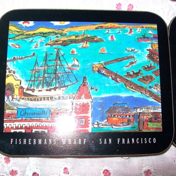 Cork Back Coasters San Francisco Landmarks -Home Decor- Vintage- Set of 6 - Picture 5 of 7